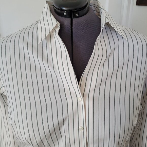 Jones New York Shirt Women's Plus 2X White Stripe Easy Care Button Collar - Picture 6 of 12